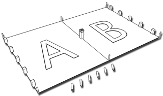 Beginopstelling kubbspel